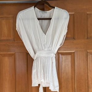 All Saints Cream V-Neck Blouse